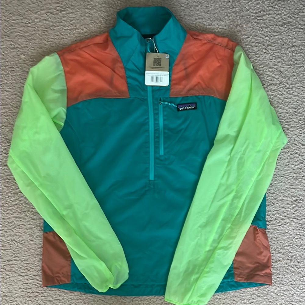 Patagonia Teal and Neon Windbreaker